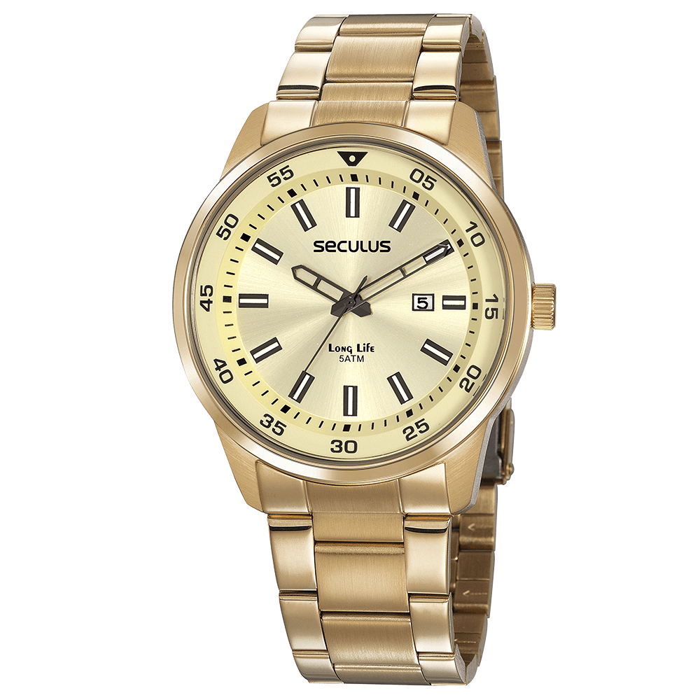 Relógio Masculino Casual Aço Dourado