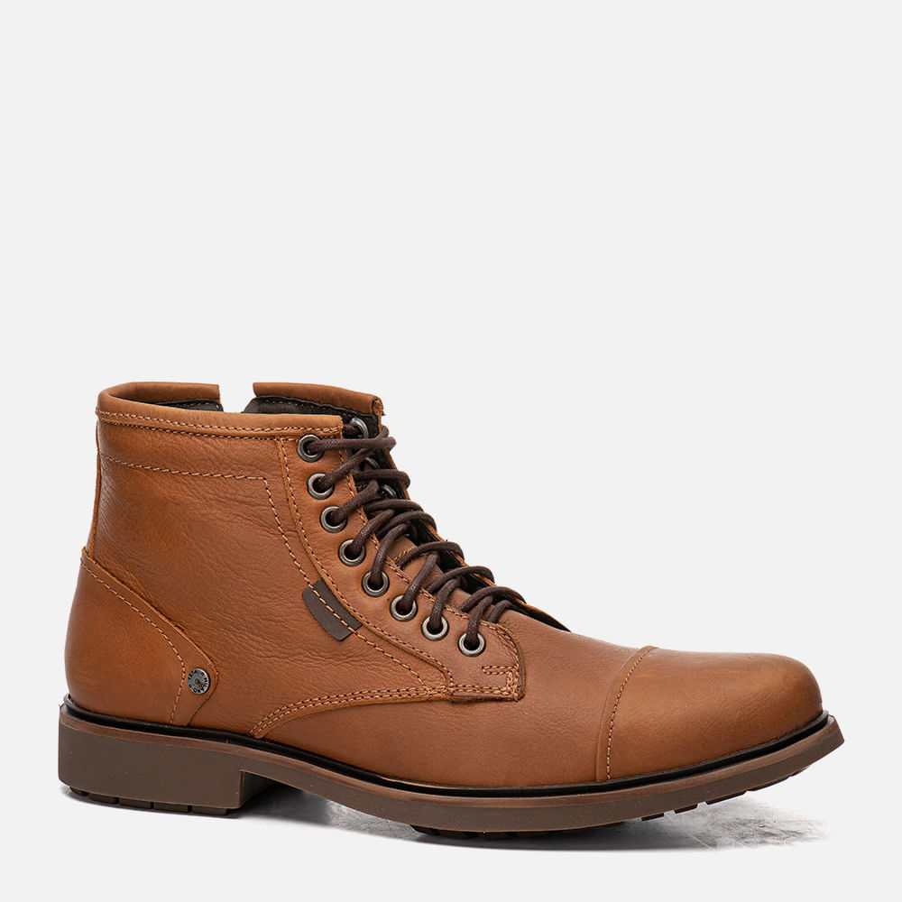 Bota Coturno Feito em Couro Nobuk Calce Prático Zíper Solado Borracha Gel Palmilha Anatômica Masculino Milano Mostarda/avela 11588