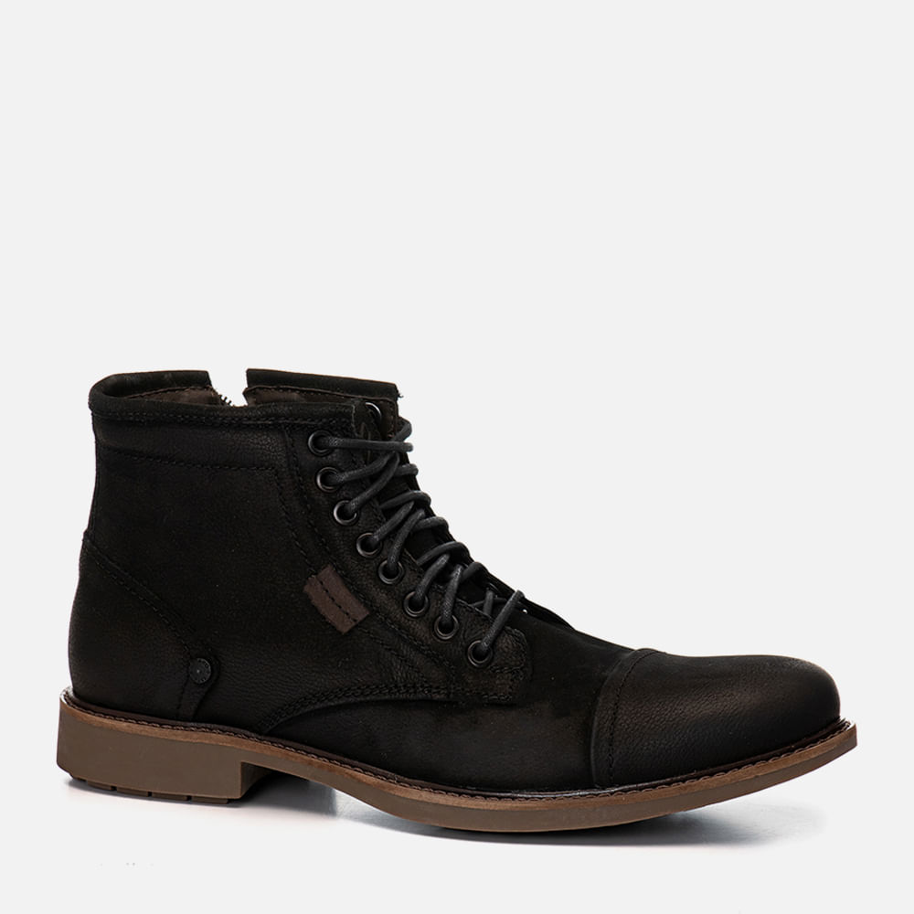 Bota Coturno Feito em Couro Nobuk Calce Prático Zíper Solado Borracha Gel Palmilha Anatômica Masculino Milano Preto/castanho 11588