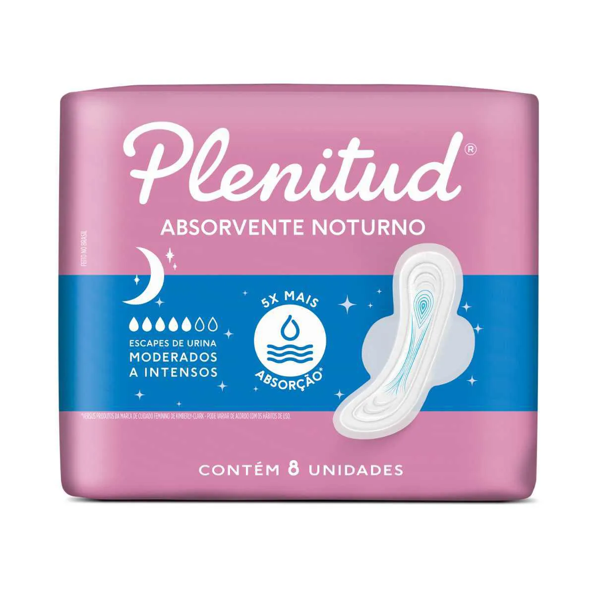 Absorvente Feminino Plenitud Femme Noturno Absorção Leve A Moderada 8 Unidades