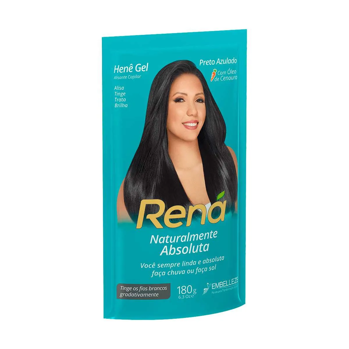 Alisante Cabelo Preto Azulado Henê Gel Rená 180G