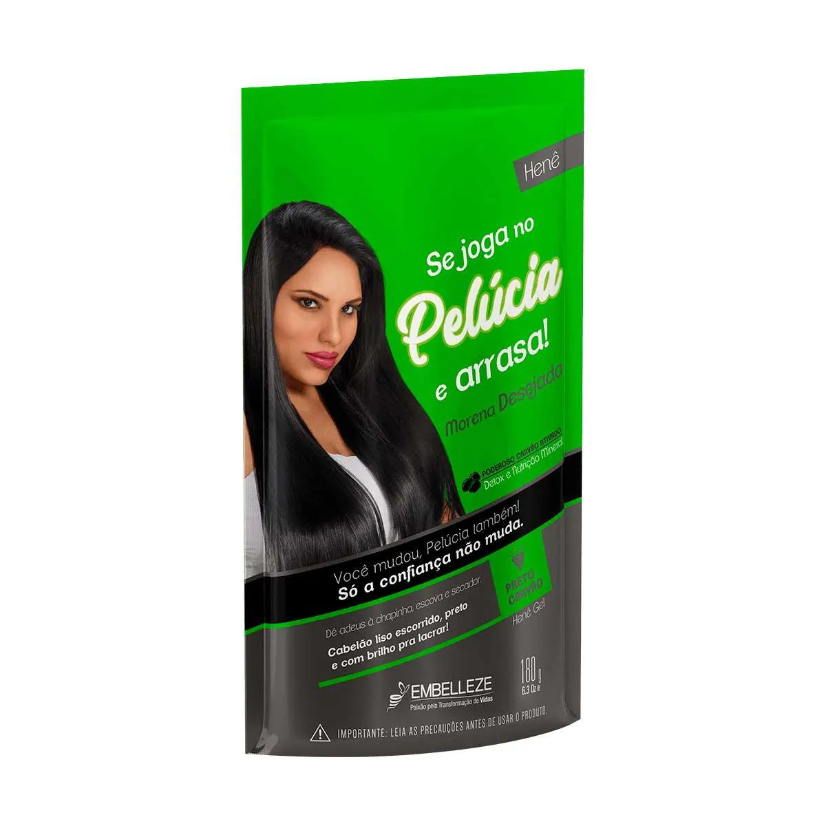 Alisante Cabelo Preto Carvão Henê Pelúcia 180G