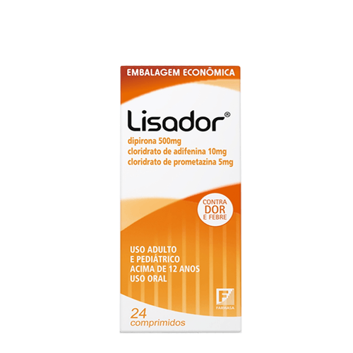 Antialérgico, Analgésico e Antitérmico Lisador 500mg + 5mg + 10mg 24 Comprimidos