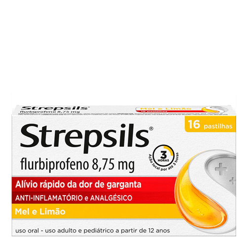 Anti-inflamatório e Analgésico Strepsils Mel e Limão 16 Pastilhas