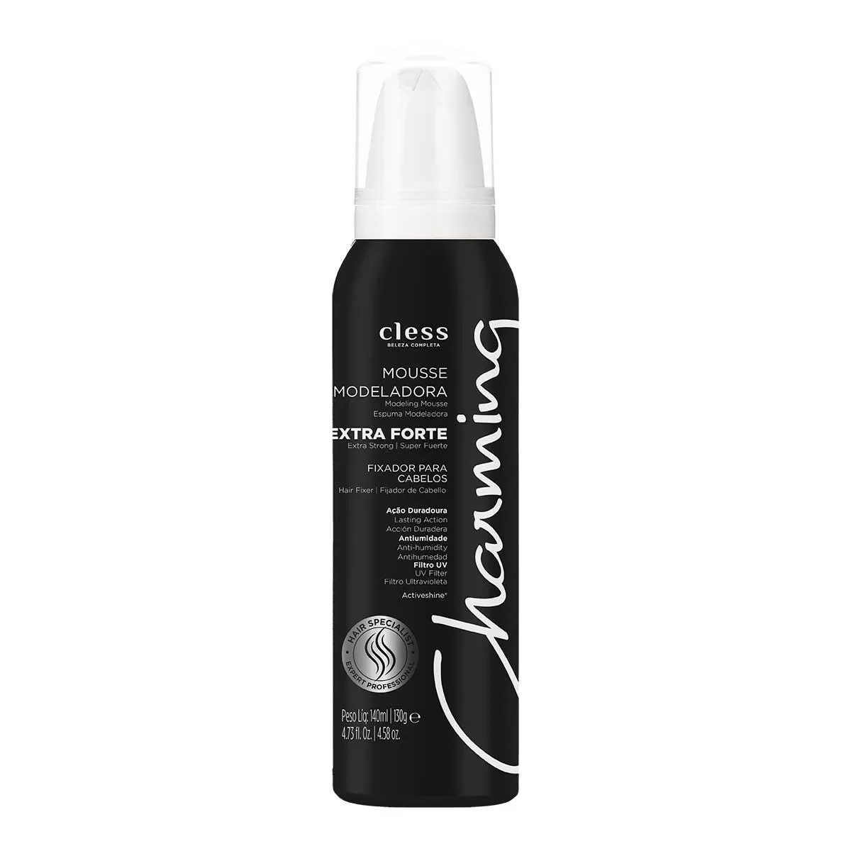 Mousse Modeladora De Cabelos Charming Extra Forte Fixador Com 140Ml