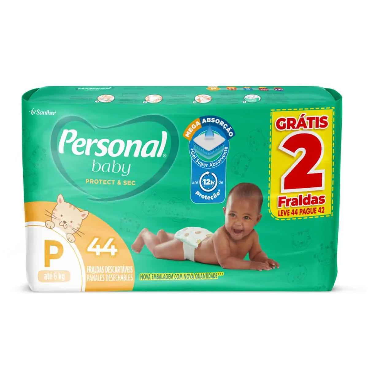 Fralda Personal Baby Protection & Sec P 44 Unidades