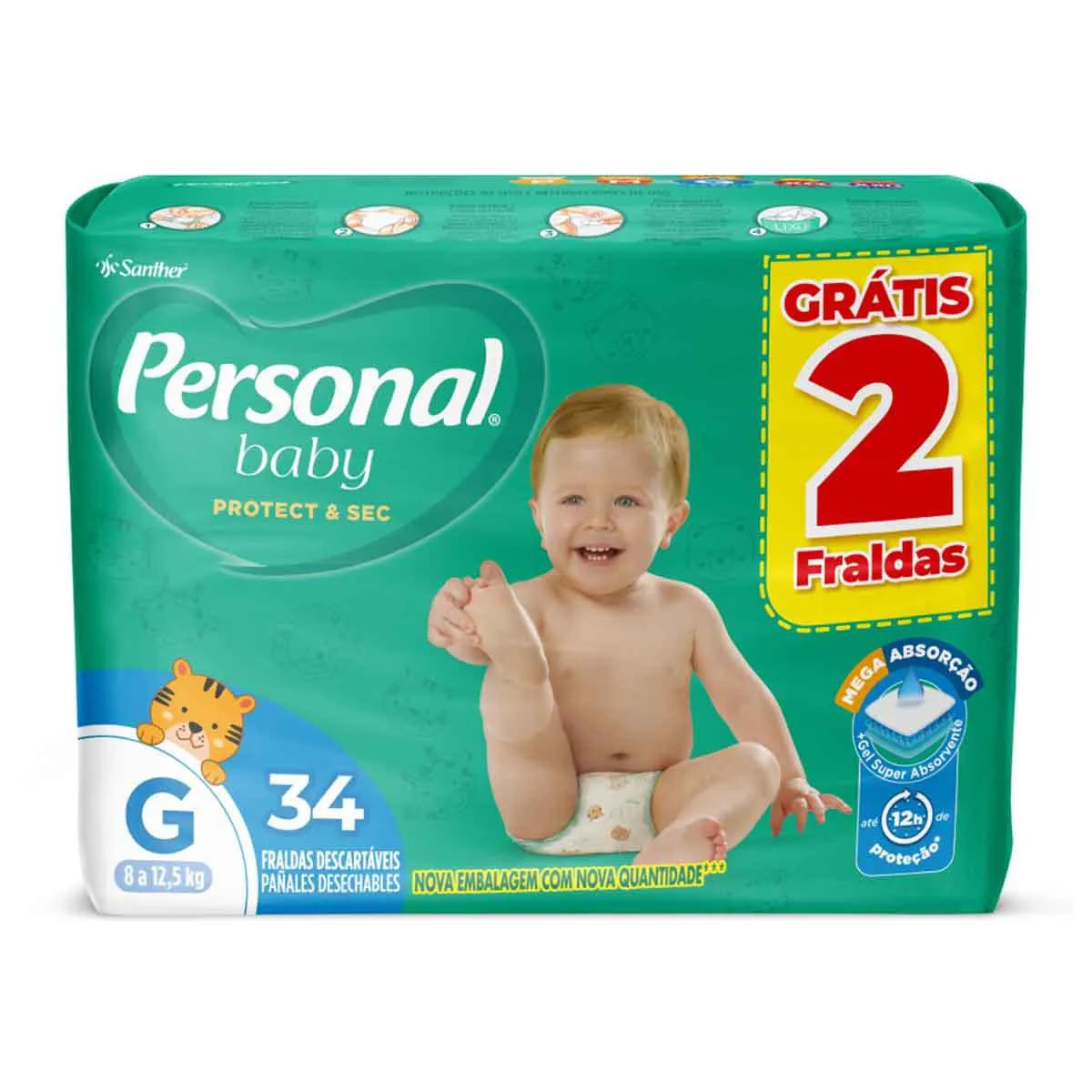 Fralda Personal Baby Protection & Sec G 34 Unidades