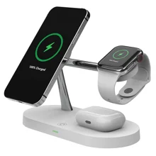 T268C 4 in 1 15W Max Magnetic Wireless Charger with LED Night Light for iPhone 13/12 Apple Watch AirPods Pro - White