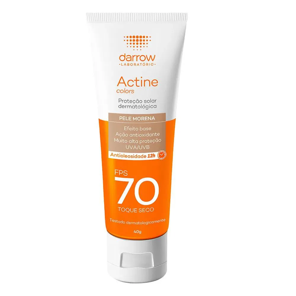 Darrow Actine Colors Protetor Solar Pele Morena Fps 70 Toque Seco 40G