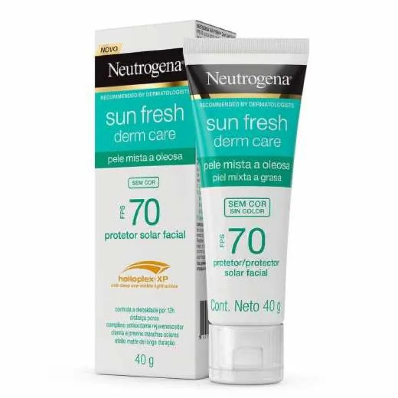 Protetor Solar Facial Neutrogena Sun Fresh Derm Care Pele Mista A Oleosa Fps 70 Com 40G