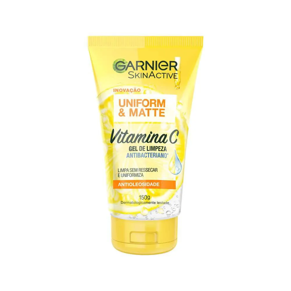 Gel De Limpeza Facial Antibacteriano Garnier Uniform & Matte Vitamina C 150Ml