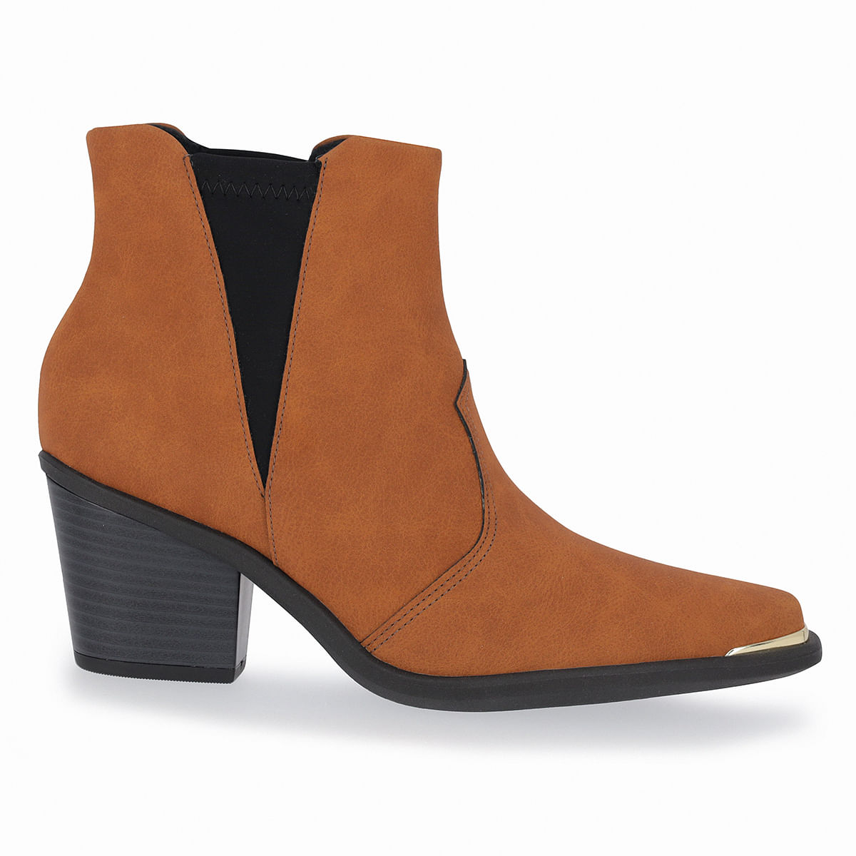 Bota Chelsea Leci Salto Baixo Camel