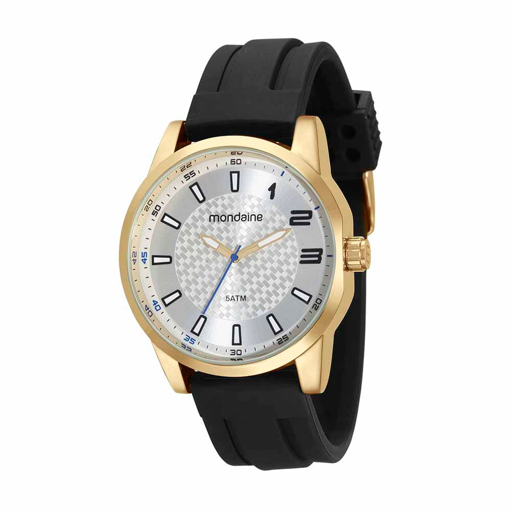 Relógio Masculino Casual Silicone Dourado