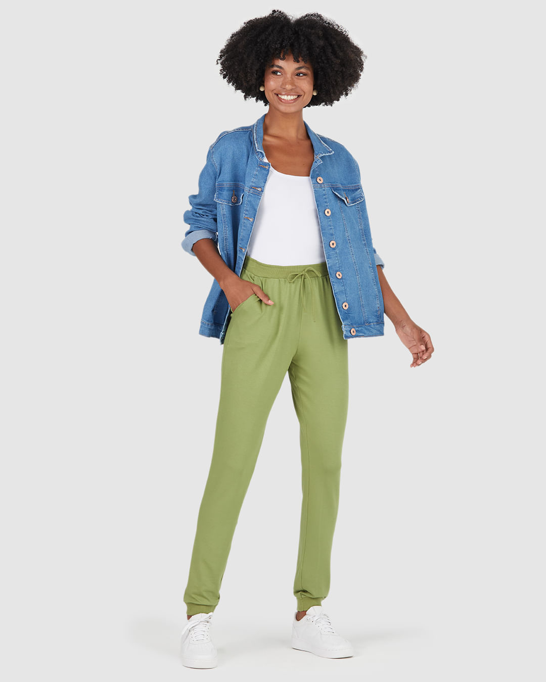 Calça Básica Feminina Jogger Em Moletinho De Viscose