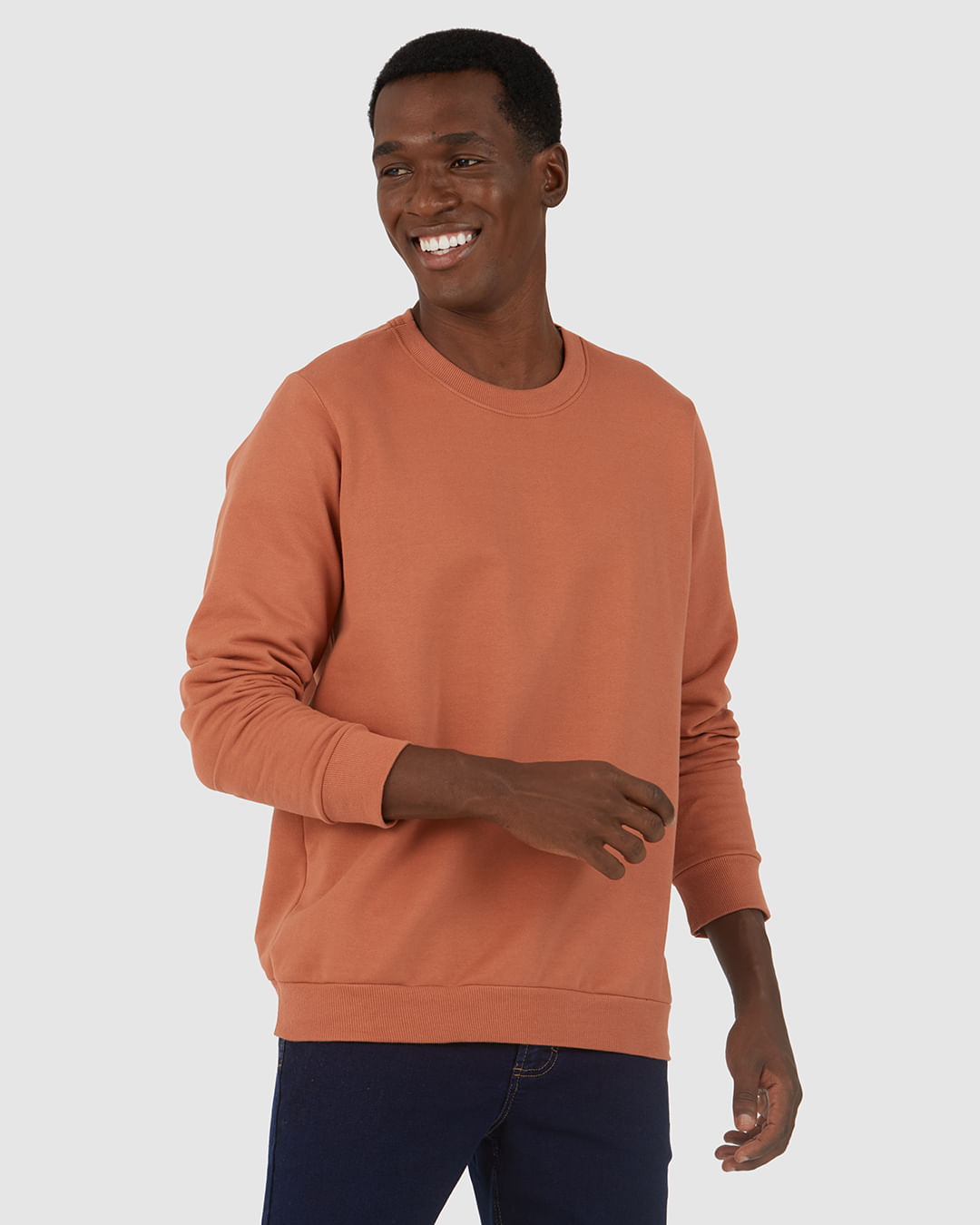 Blusão Básico Masculino Decote Redondo Em Moletom Flanelado