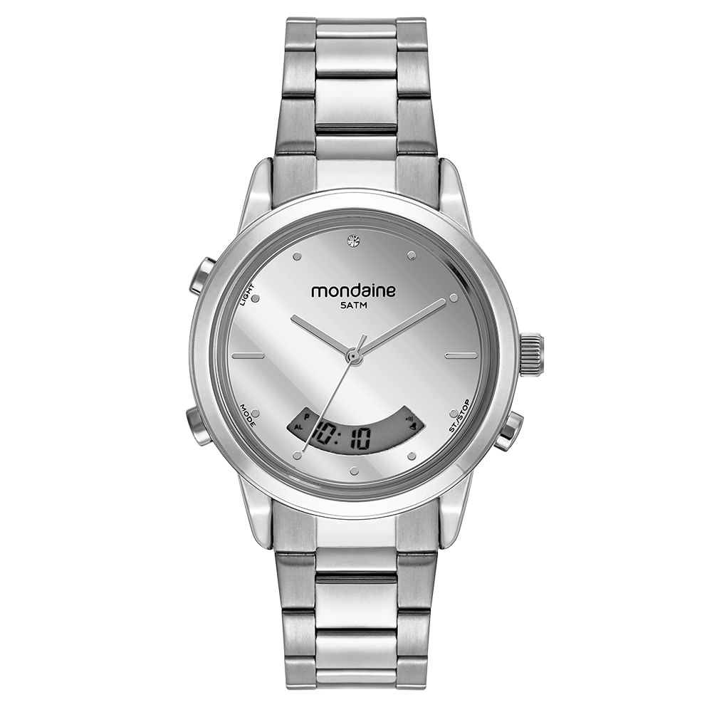 Relógio Feminino Anadigi Espelhado Prata
