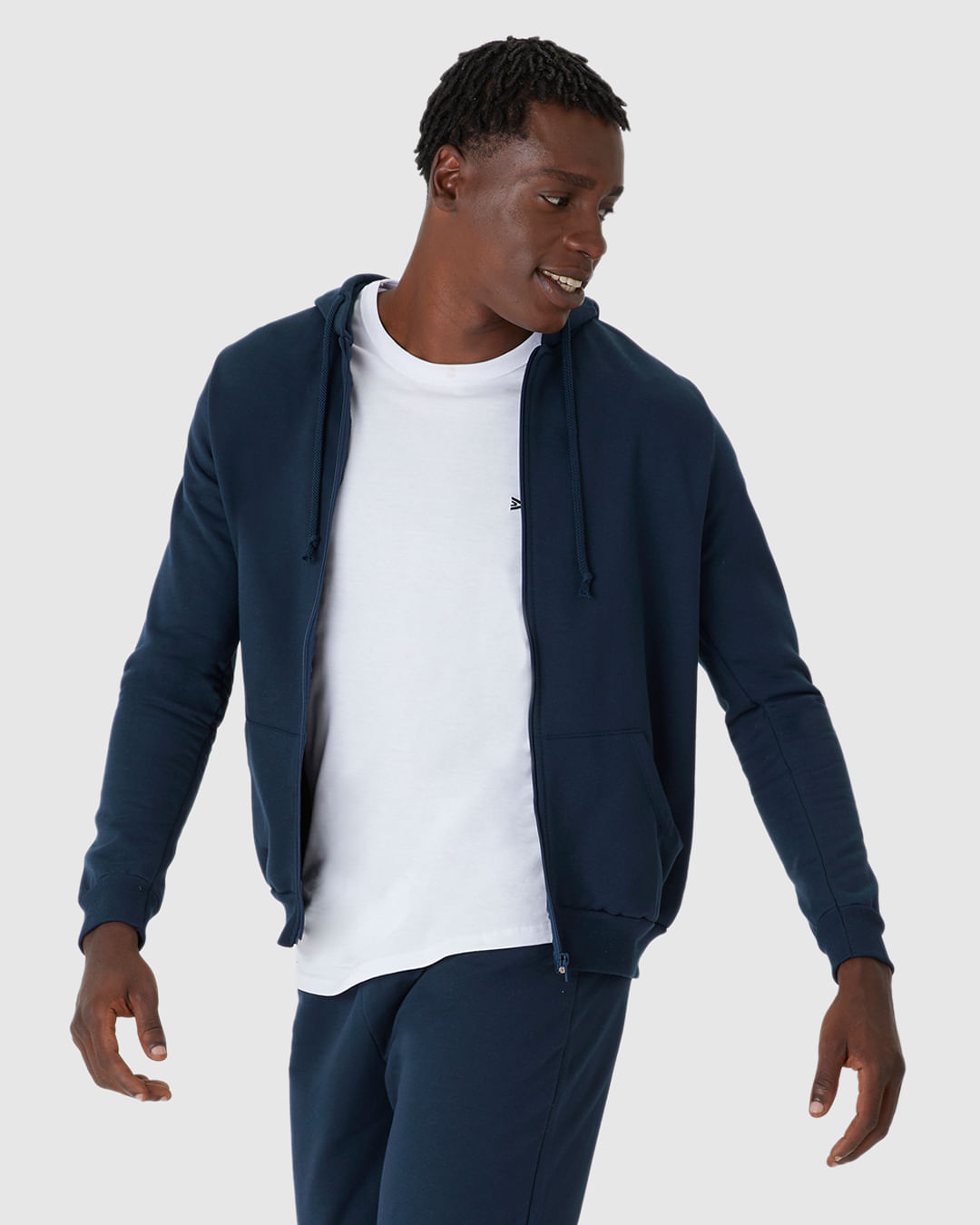 Jaqueta Básica Masculina Com Capuz Em Moletom Flanelado