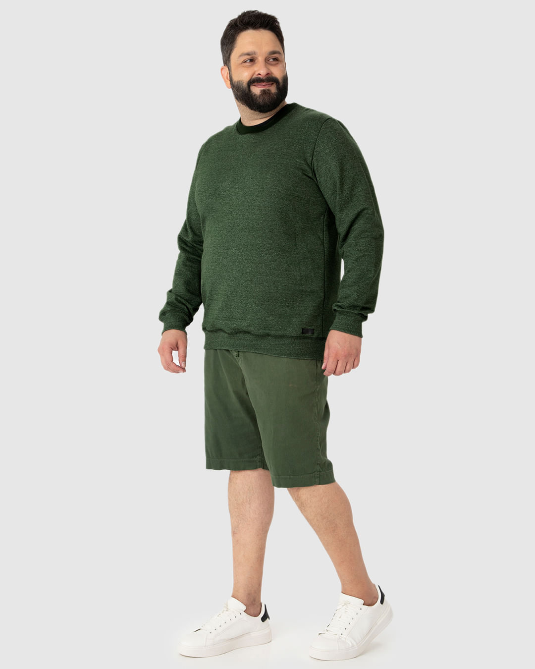 Blusão Masculino Plus Size Gola Redonda Em Moletom Rajado Flanelado