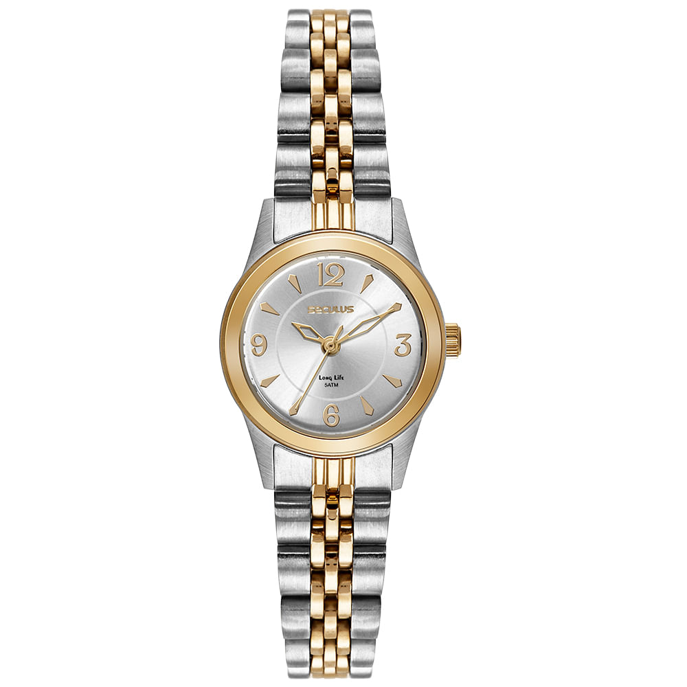 Relógio Feminino Aço Prata e Dourado
