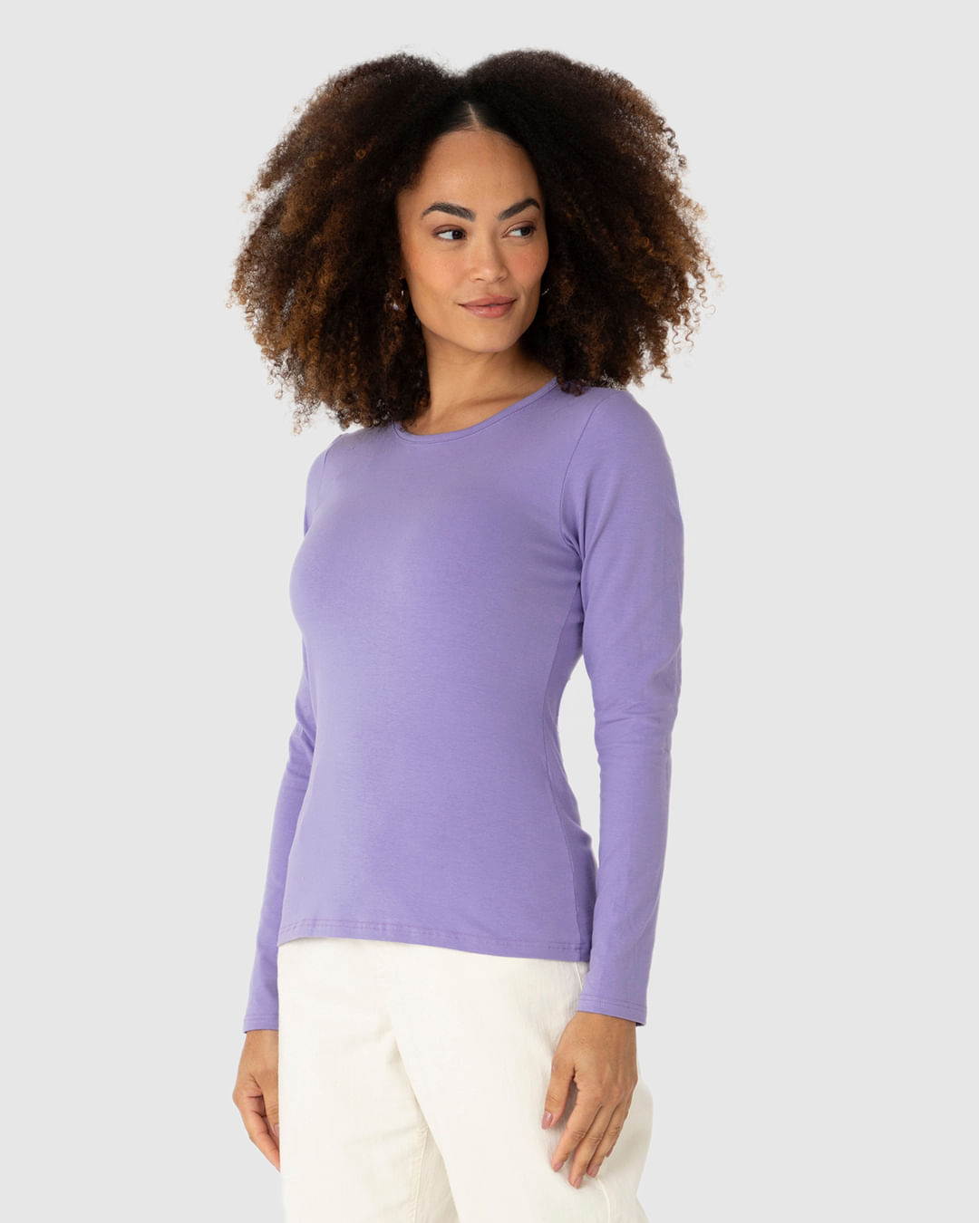 Blusa Básica Feminina Decote Redondo Em Algodão