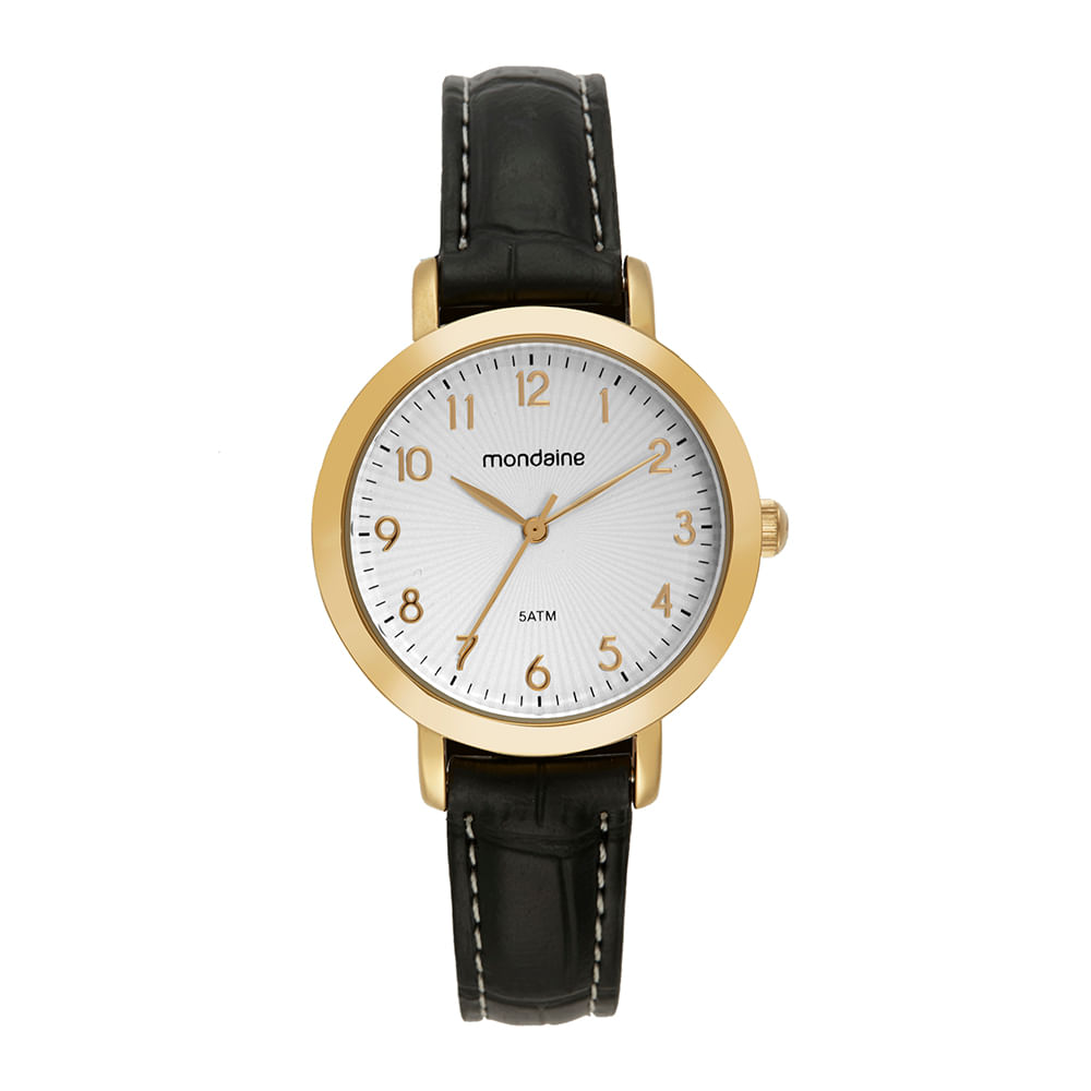 Relógio Feminino Casual Visor Texturizado Dourado