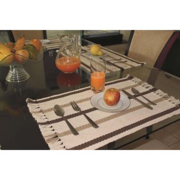 Jogo Americano Listrado 30x45 Tabaco 2566