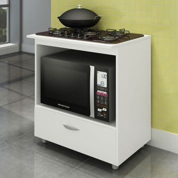 Balcão de Cozinha Lívia para Cooktop 5 Bocas 1 PT Branco