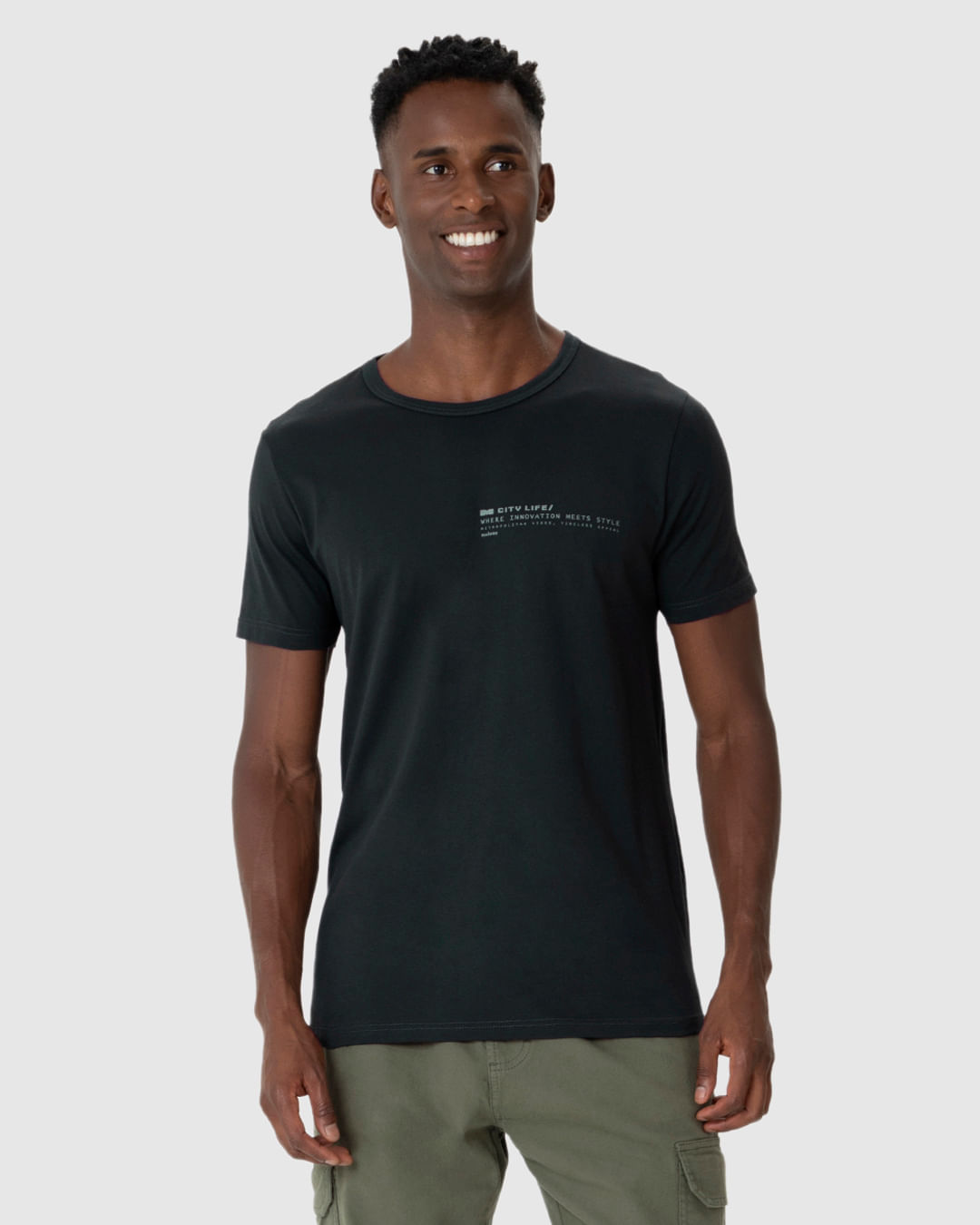 Camiseta Masculina Estampa Lettering Frontal Em Algodão