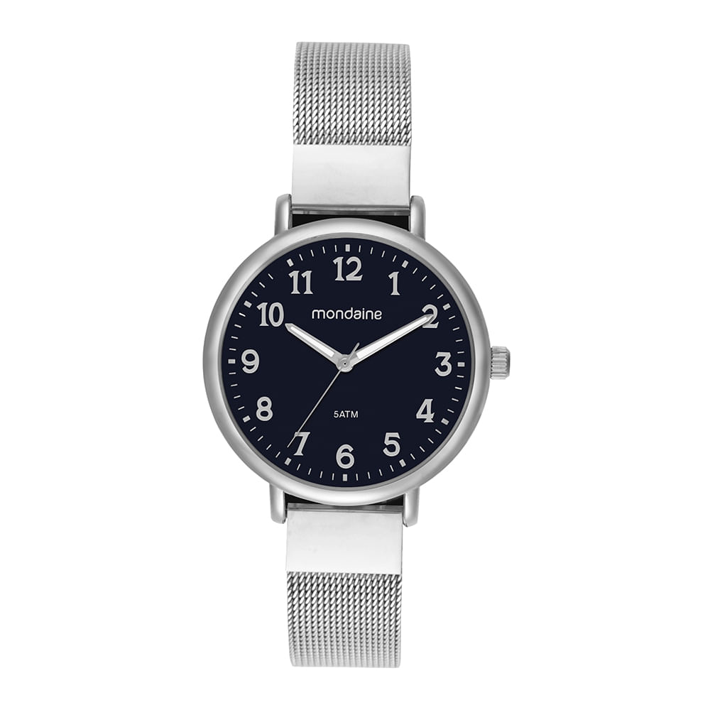 Relógio Feminino Pulseira Malha de Aço Mostrador Esmaltado