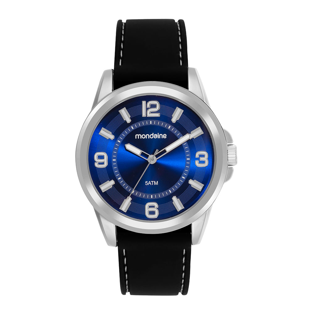 Relógio Masculino Prata e Azul