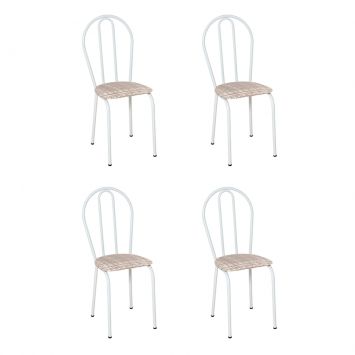 Conjunto 4 Cadeiras Hécate Branco e Rattan