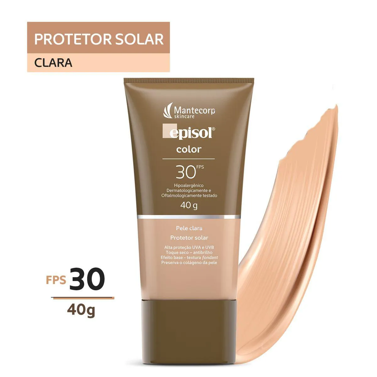 Protetor Solar Facial Creme Fps 30 Episol Color Cor Clara 40G