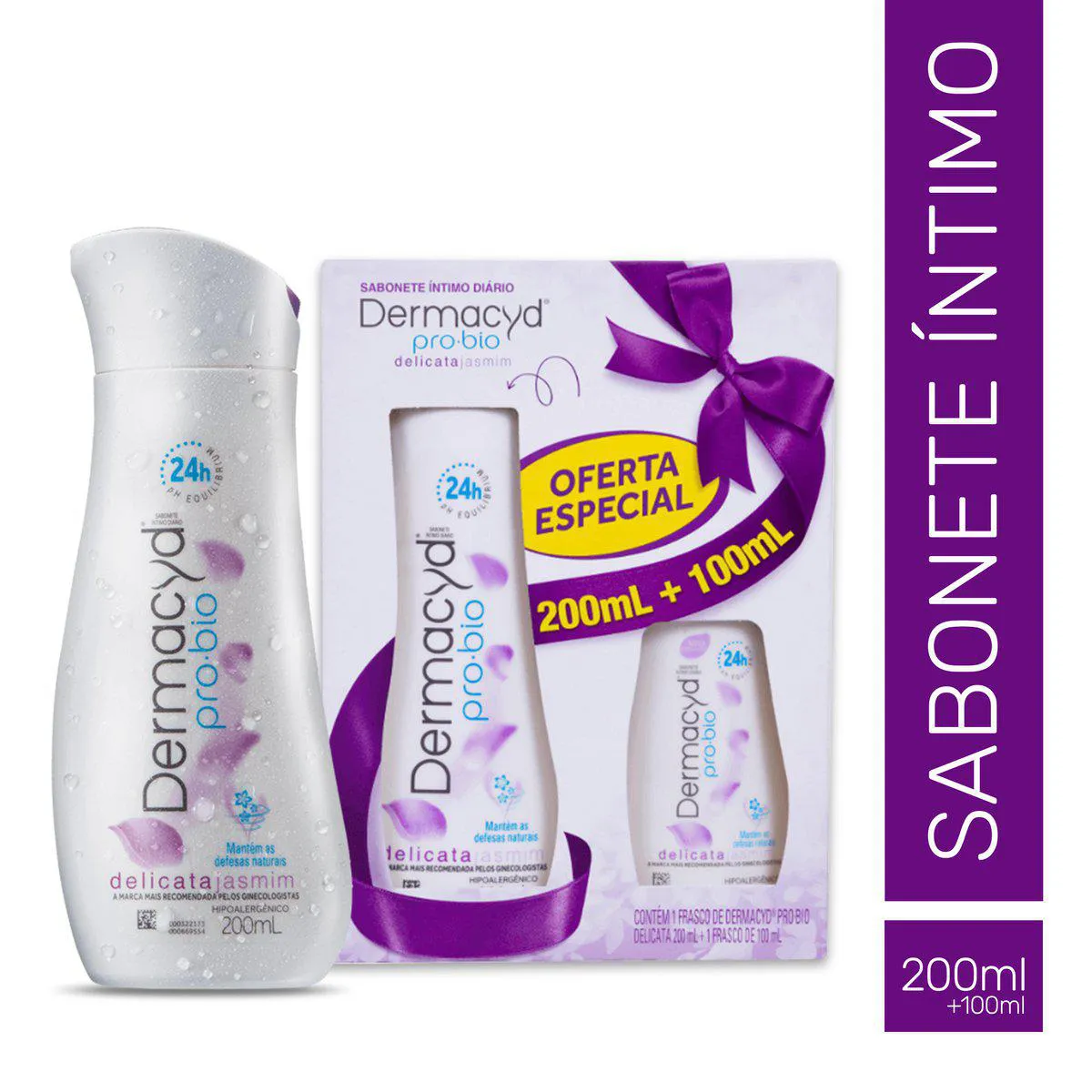 Dermacyd Kit Sabonete Liquido 24H Delicata 200 Ml + 100Ml Por R$1,99
