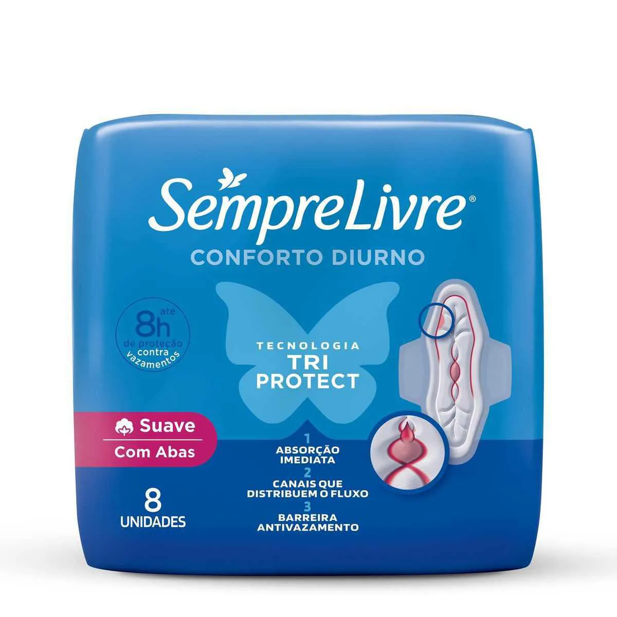 Absorvente Sempre Livre Adapt Plus Ultra Suave Com Abas Com 8 Unidades