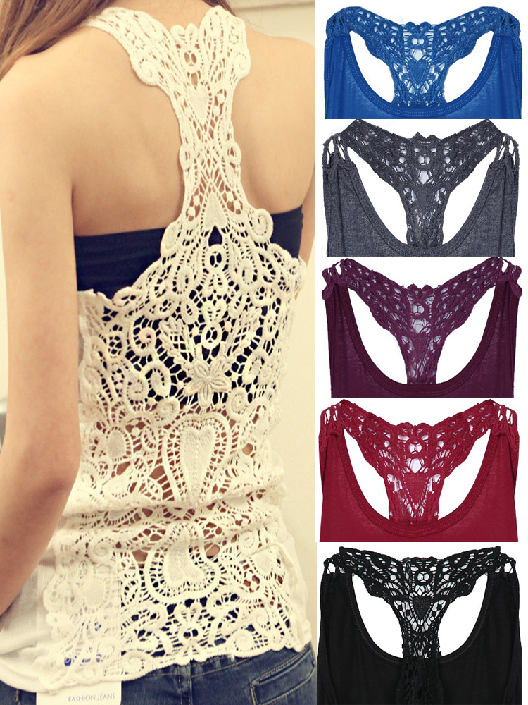 Women Sexy Lace Sleeveless Vest Hollow Out Tank Top More Color Vest