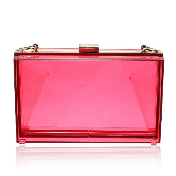 Fashion Women Transparent Acrylic Perspex Clutch Clear Purse Handbag