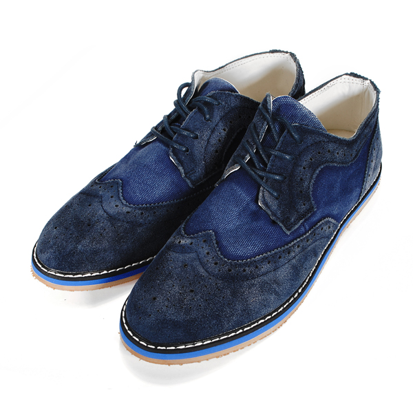 Men's Casual Business Denim and Leather Shoes