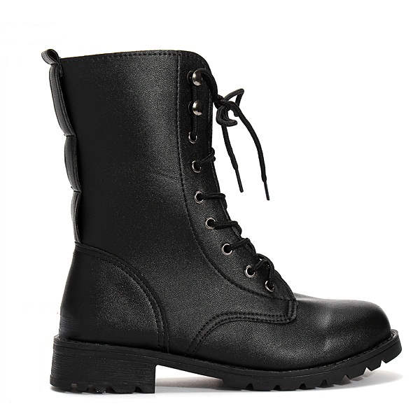 Women's Cool Black Punk Knight Lace-up Short Boots