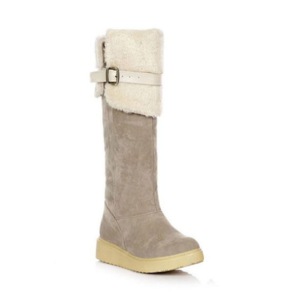 Women Buckle Suede Two Wear Folded Cotton Padded Snow Boots