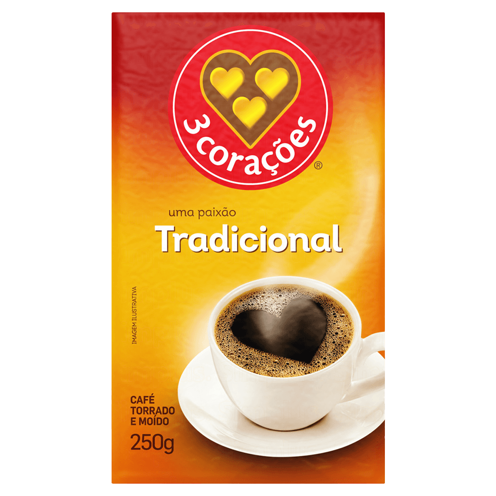 Café Torrado e Moído 3 Corações Tradicional a Vácuo 250g