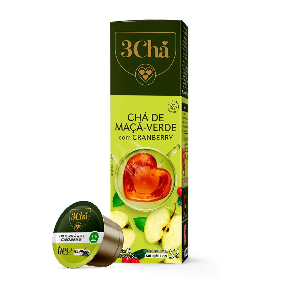 Cápsula de Chá de Maçã Verde com Cranberry TRES 3Chá