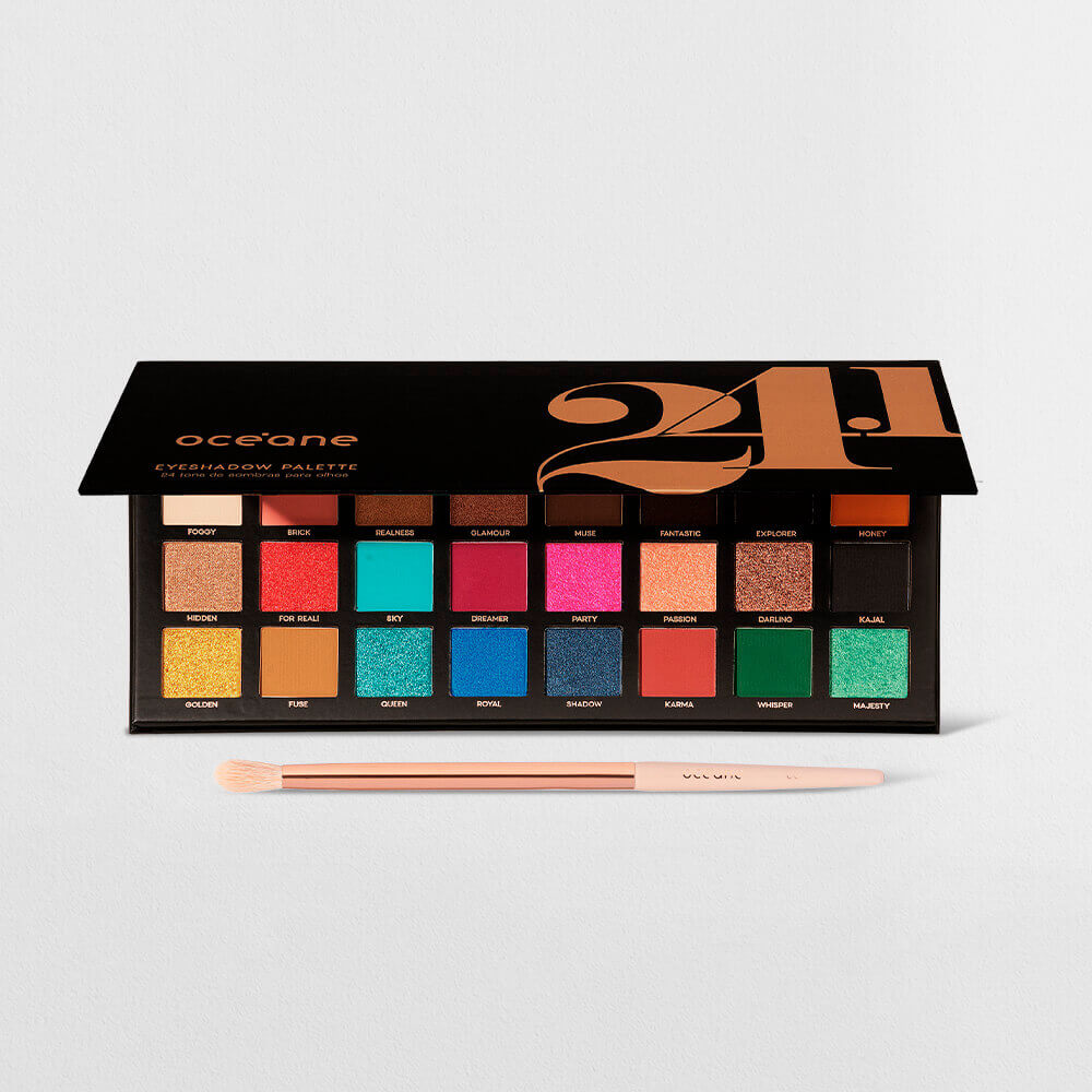 Kit Paleta de Sombras 24.1 Cores + Pincel Para Sombra (2 Produtos)