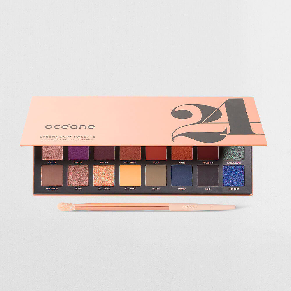 Kit Paleta de Sombras 24 Cores + Pincel Para Sombra (2 Produtos)