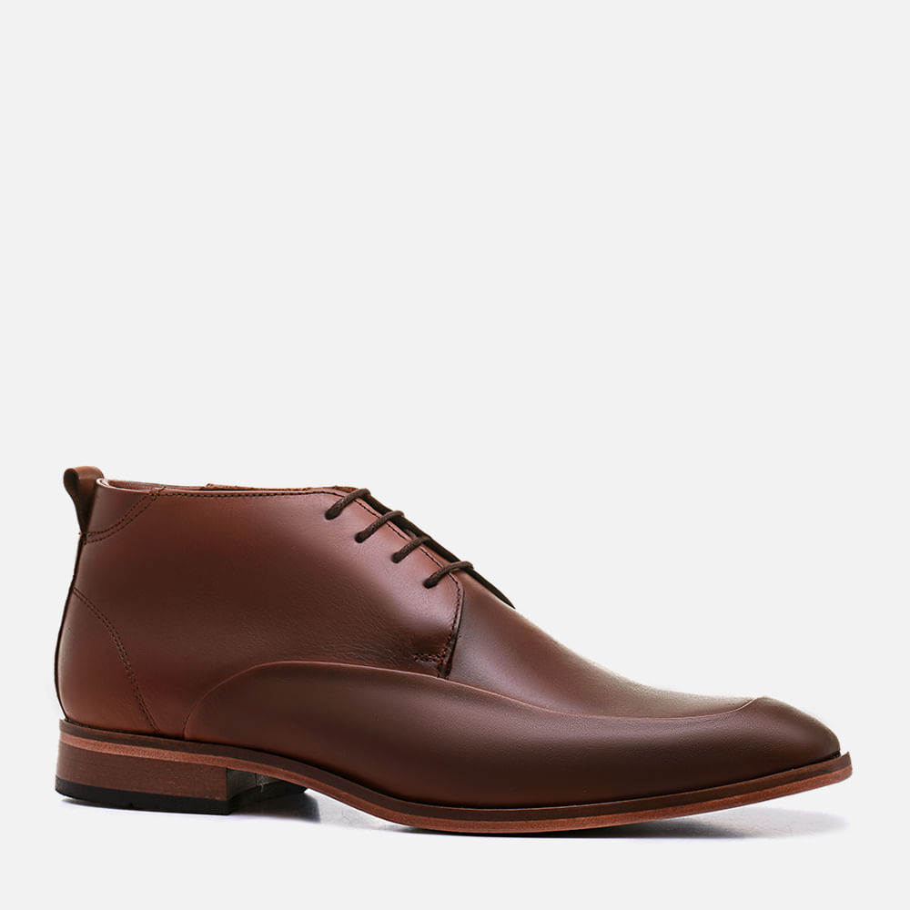 Sapato Social tipo Bota Clássico Feito em Couro Premium Napa Romana Solado em Couro Palmilha Anatômica Masculino Milano Whisky 12700