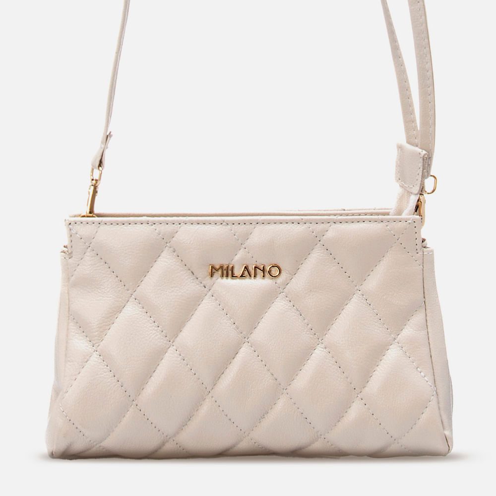 Bolsa Tiracolo, Transversal ou Carteira 2 em 1 Pequena Feita em Couro Milano Off White 13329