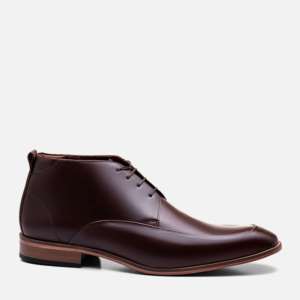 Sapato Social tipo Bota Clássico Feito em Couro Premium Napa Romana Solado em Couro Palmilha Anatômica Masculino Milano Chocolate 12700
