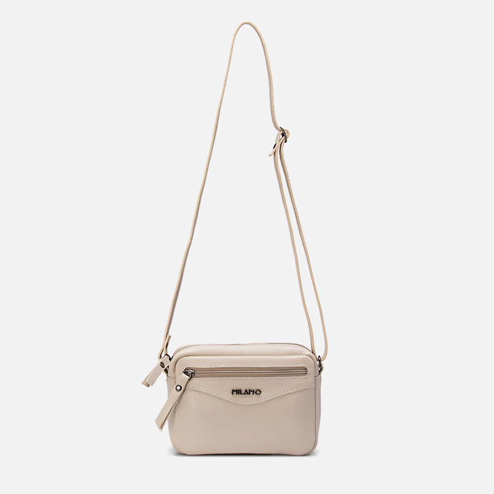 Bolsa Tiracolo ou Transversal Pequena Feita em Couro Milano Off White 13602