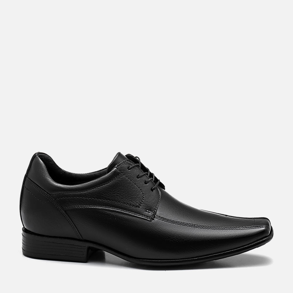 Sapato Social Clássico Elevação Aumenta Altura Fique + Alto Sapato até + 4cm Feito em Couro Macio Napa Soft Masculino Milano Preto 13645