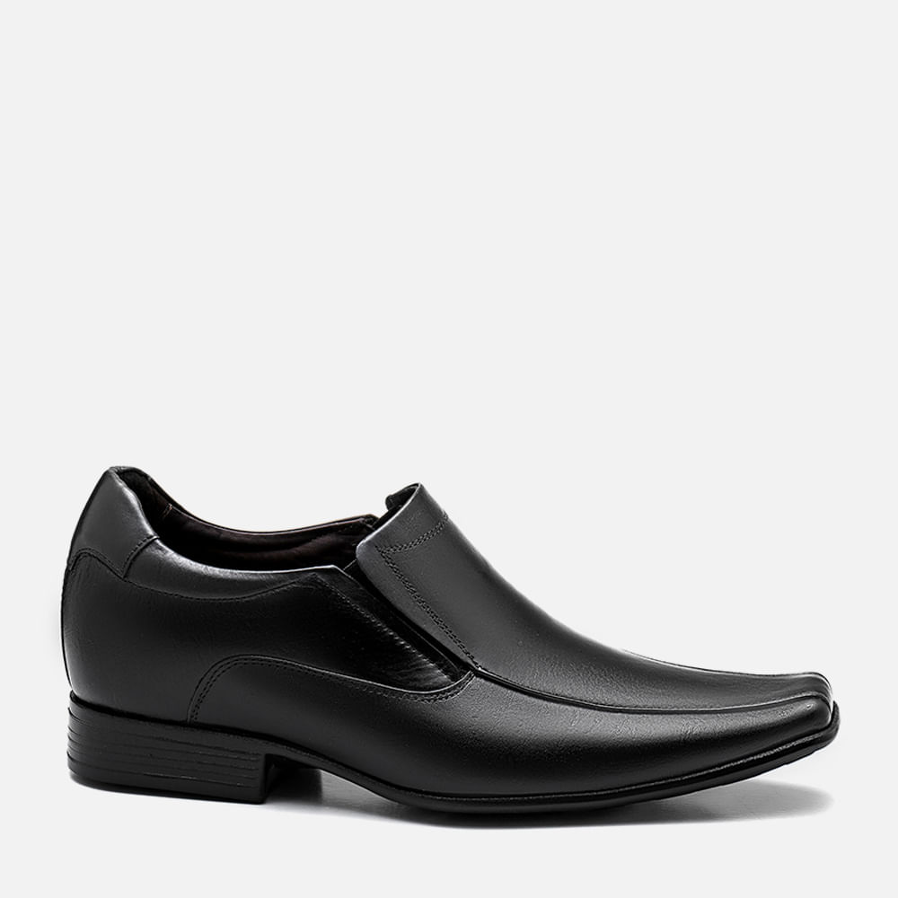 Sapato Social Clássico Elevação Aumenta Altura Fique + Alto Sapato até + 6cm Feito em Couro Macio Napa Soft Masculino Milano Preto 13659
