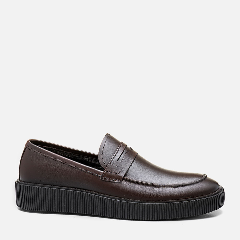 Sapato Casual tipo Loafer ou Mocassim Esporte Fino Feito em Couro Nobuk Selaria Palmilha Anatômica Masculino Milano Dark Chocolate 13723